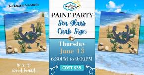 Sea Glass Crab on Wood Sign Paint Party