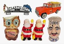 Vintage toys, dime store items, Barbies, cookie jars, clocks, license plate toppers.