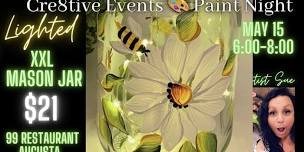 $21 Paint Night - XXL LIGHTED Mason Jar- 99 Restaurant Augusta