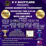 KV SHUTTLERS PRESENTS JUNIOR BADMINTON TOURNAMENT