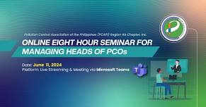 PCAPI 4A ONLINE 8HR SEMINAR FOR MANAGING HEADS OF PCOs  (JUNE 11, 2024)