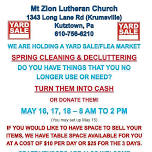 Mt Zion Flea Market/Yard Sale 8:00 AM - 2:00 PM Each Day