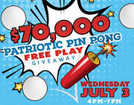 $70,000 Patriotic Pin Pong Free Play Giveaway