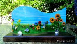 S Curve Fused Glass Flower Garden