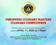 PHILIPPINE CULINARY MASTERS CULINARY COMPETITION BRIEFING