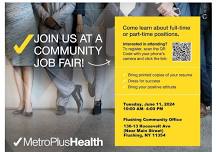 Community Job Fair with MetroPlus Health-Flushing NY