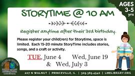 StoryTime: 3-5 y/o's (Summer Session)