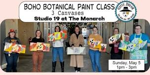 Boho Botanical Trio: Step-by-Step Painting Class on Small Canvases, May 5