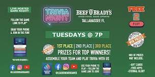 Trivia Night | Beef 'O' Brady's - Tallahassee FL - TUE 7p @LeaderboardGames