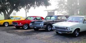 Classic cars on display outside Bonalbo Pub