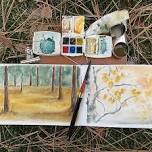 Plein Air Watercolor In Action along Riverfront Trail