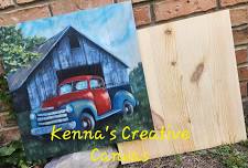 Barn and Truck on Wood (Kenna's Creative Canvas Studio)