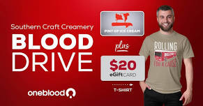 Southern Craft Creamery Blood Drive  Free Pint of Ice Cream