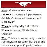 Lakewood 6th Grade Orientation