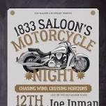 Joe Inman, LIVE at 1833 Saloon! And Bike Night!