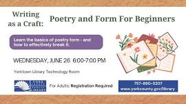 Writing as a Craft: Poetry & Form for Beginners