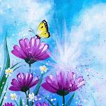 Paint Nite: Butterfly in Purple Flowers