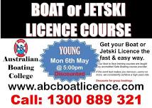 Boat licence or PWC. From $170