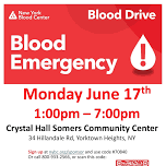 Yorktown Heights Community Blood Drive - Emergency Blood Shortage!