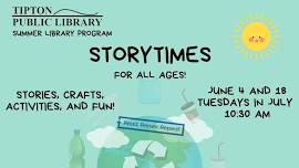 TPL Summer Storytimes- for all ages!