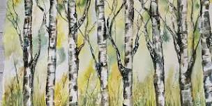 Summer Birch forest in watercolor for beginners