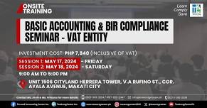 Onsite Training: Basic Accounting and BIR Compliance- VAT Entity