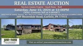 Public Real Estate Auction + Contents: 389 Mooredale Road, Carlisle, PA 17015!