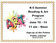 Patton Public Libary Summer Reading and Art Camp 2024