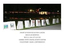 Night of Hope Walk for Cancer Monthly Meeting