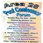 AREA 28 post conference forum