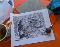 Animal Print Weekend Linocut