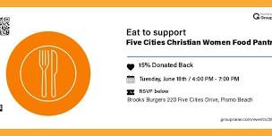 Five Cities Christian Women Food Pantry x Brooks Burgers GroupRaise Fundraiser