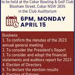 Cobar Bowling & Golf Club AGM