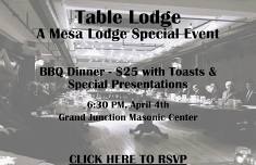 Mesa Lodge Special Event - Table Lodge