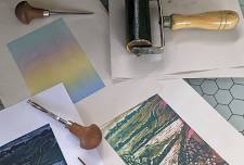 Landscape linocut print for beginners