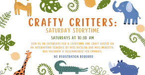 “Crafty Critters” Saturday Storytime @ Thayer Memorial Library