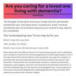 'Contemplating Care' A forum for Carers of loved ones living with dementia.