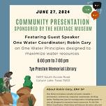 Community Presentation: One Water