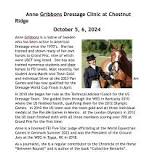 Anne Gribbons Dressage Clinic  October 14th and 15th — Chestnut Ridge and Williamsburg Farm