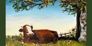 School hoilday painting workshop in Melbourne: Happy Cow on the Farm