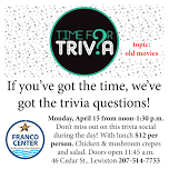 Time for Trivia at noon Monday, April 15