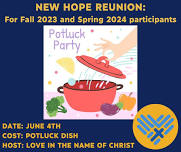 NEW HOPE REUNION: For Fall 2023 and Spring 2024 NEW HOPE participants