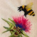 2D Felted Bee with Thistle — Leduc Arts Foundry