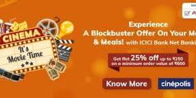 Experience a Blockbuster Offer on Your Movies & Meals! - by Icici Bank