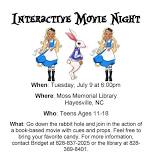 Teen Interactive Movie Night at Moss Memorial Library