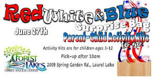 Parent Child Activity Kits To-Go - Red, White and Blue Surprise Bag